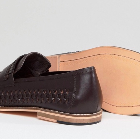 Frank Wright Wide Woven Loafers In Brown Leather - Picture 2 of 4